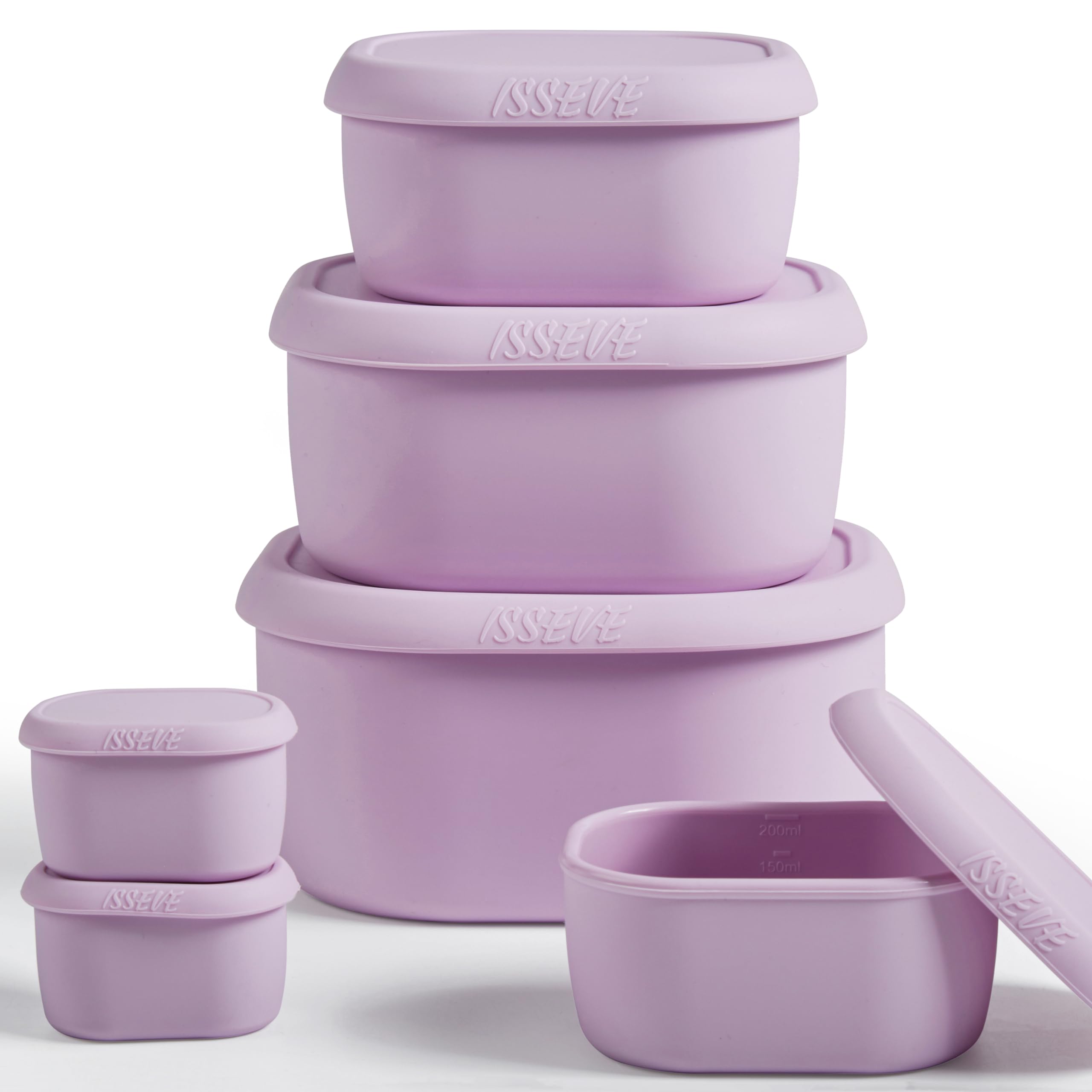 ISSEVE contenedores de silicona apilables con tapas para comida segura y fresca.