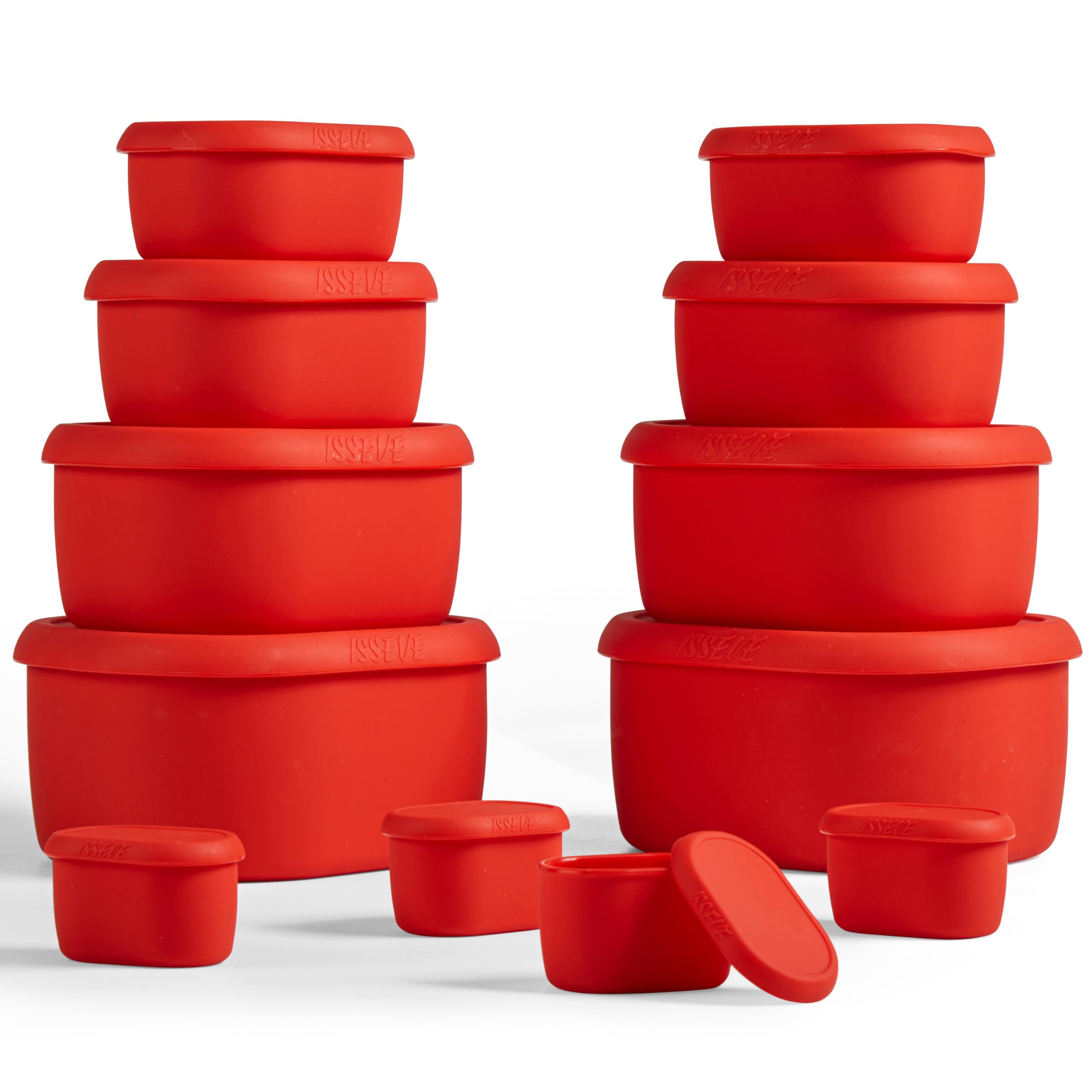 ISSEVE contenedores de silicona 33oz apilables con tapa para porciones.