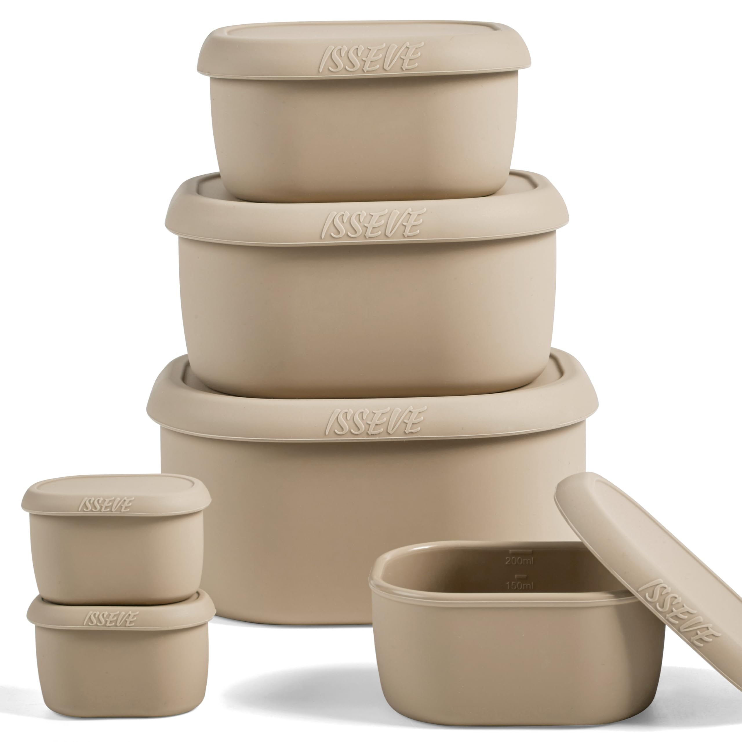 ISSEVE recipientes silicona 1000 ml con tapas para porciones y frescura