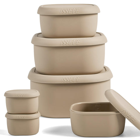 ISSEVE recipientes silicona 1000 ml con tapas para porciones y frescura