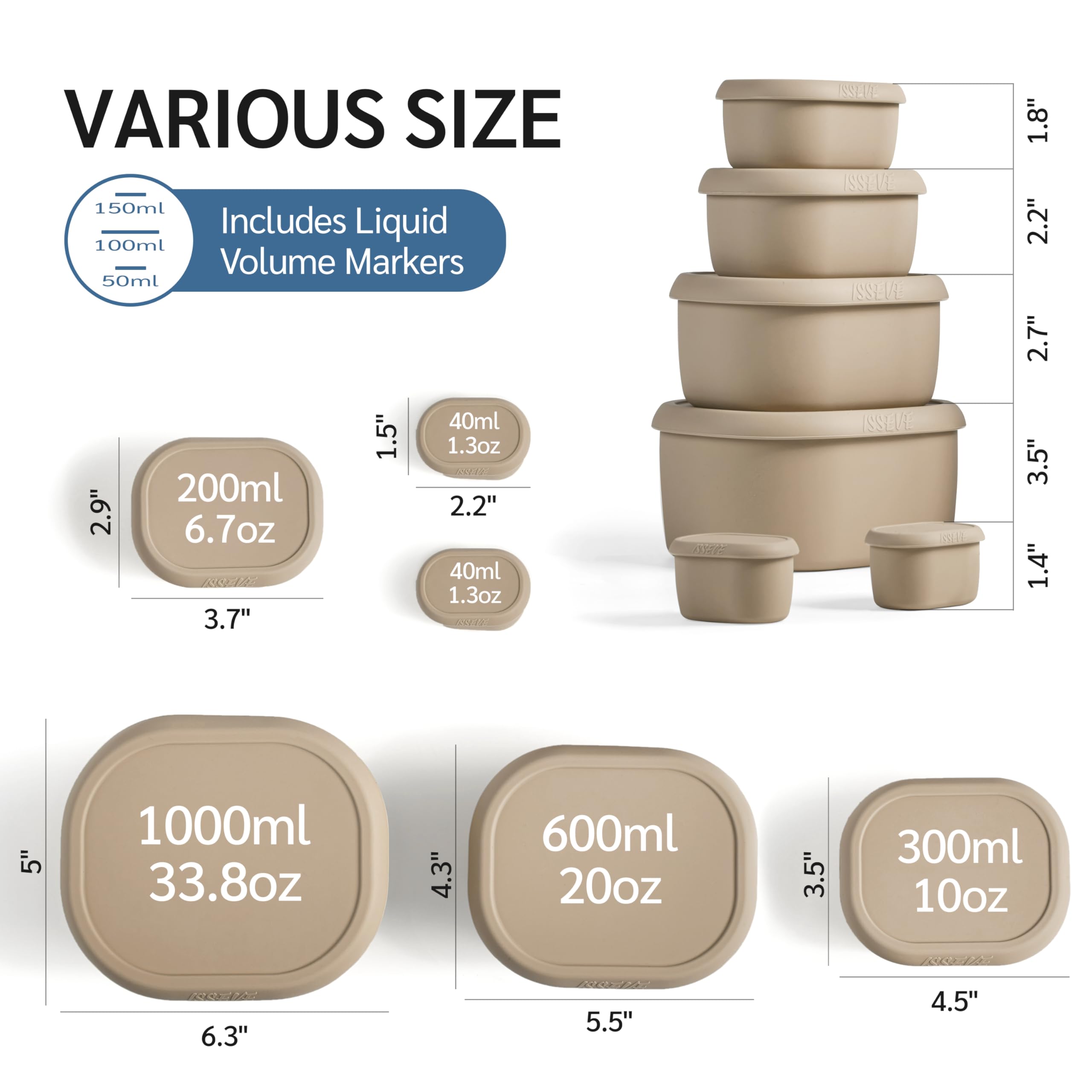 ISSEVE recipientes silicona 38 ml unidad A compacto para condimentos