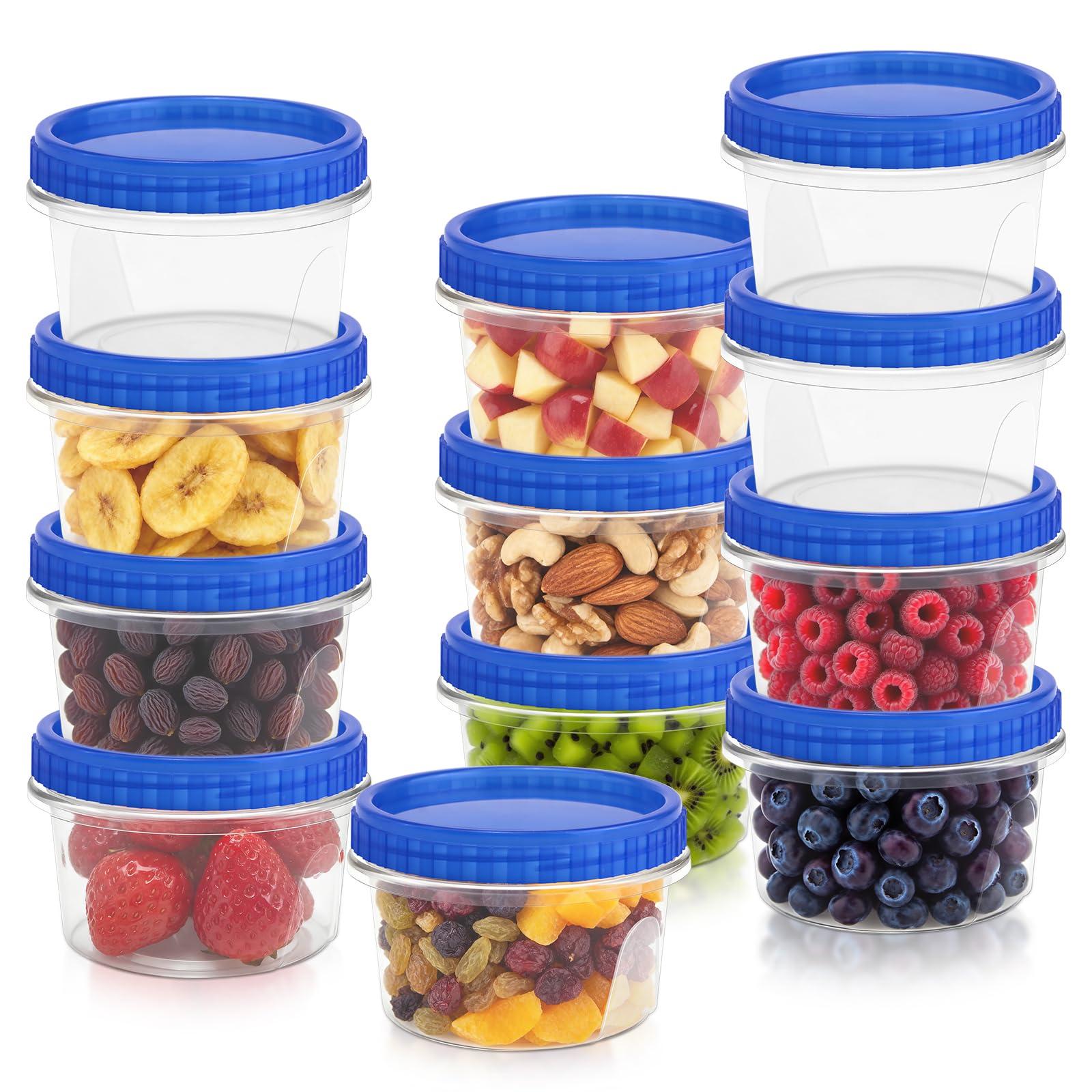 ISUSSER contenedores congelador de 12 oz con tapas roscadas para almacenamiento seguro.