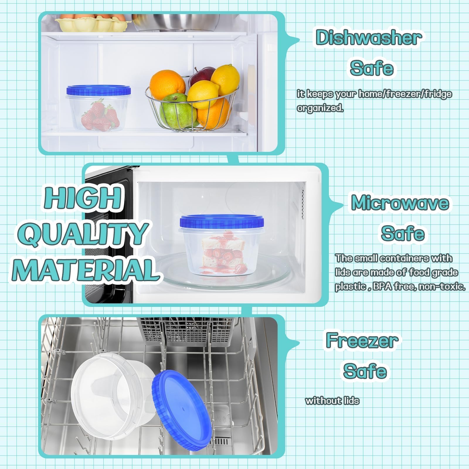 ISUSSER contenedores-plastico-500ml: porciones ideal para congelar y descongelar con facilidad