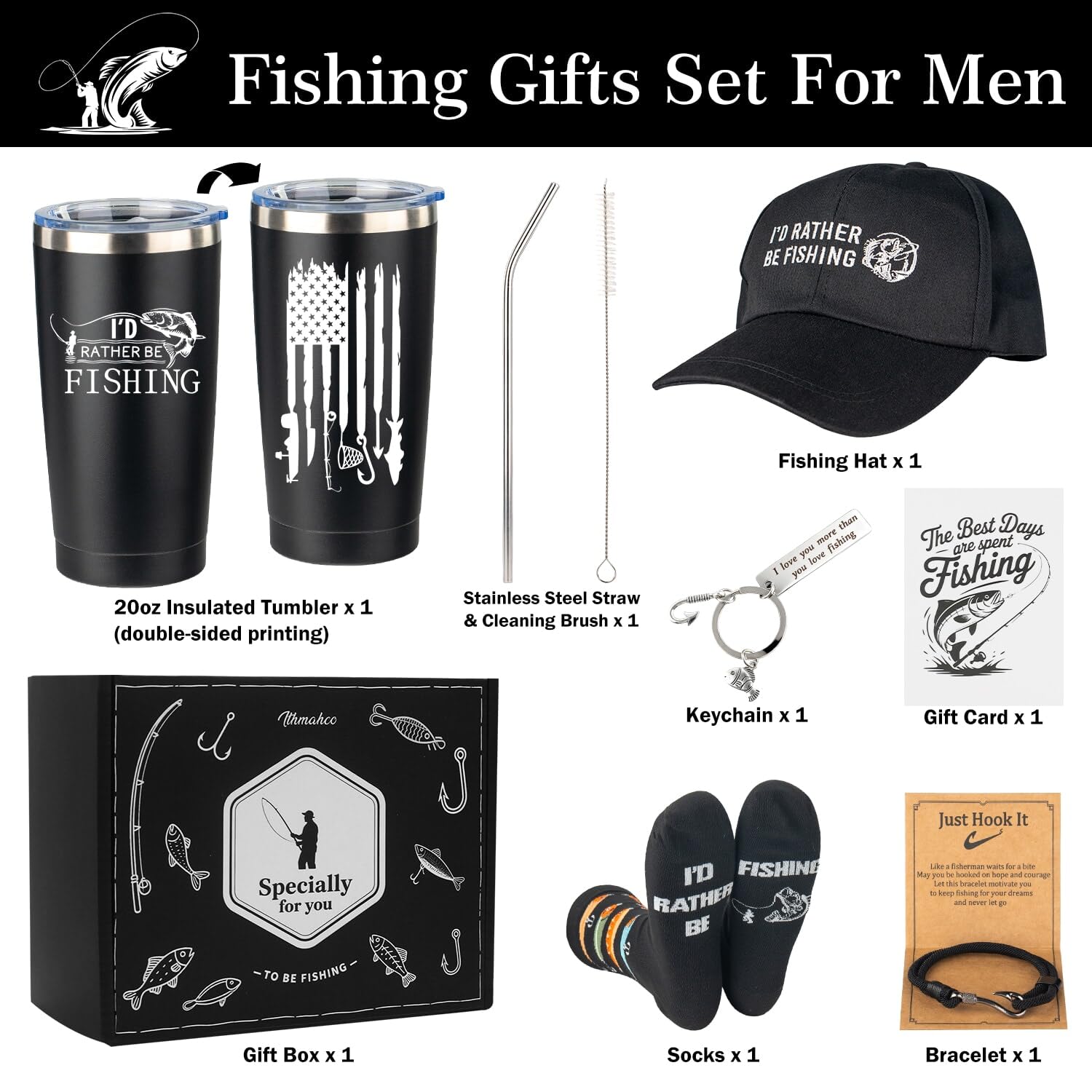 Gorra de pesca Ithmahco con mensaje divertido, perfecta para días de pesca.