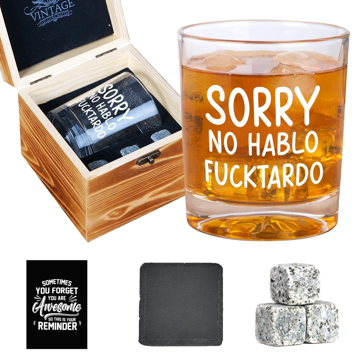 Ithmahco vaso de whisky con la frase divertida, ideal para romper el hielo.