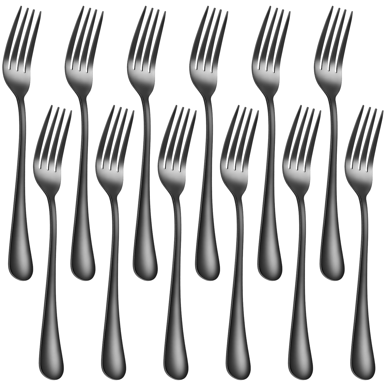 ITITT tenedores de cena negro mate, juego de 12, elegantes para cualquier mesa.