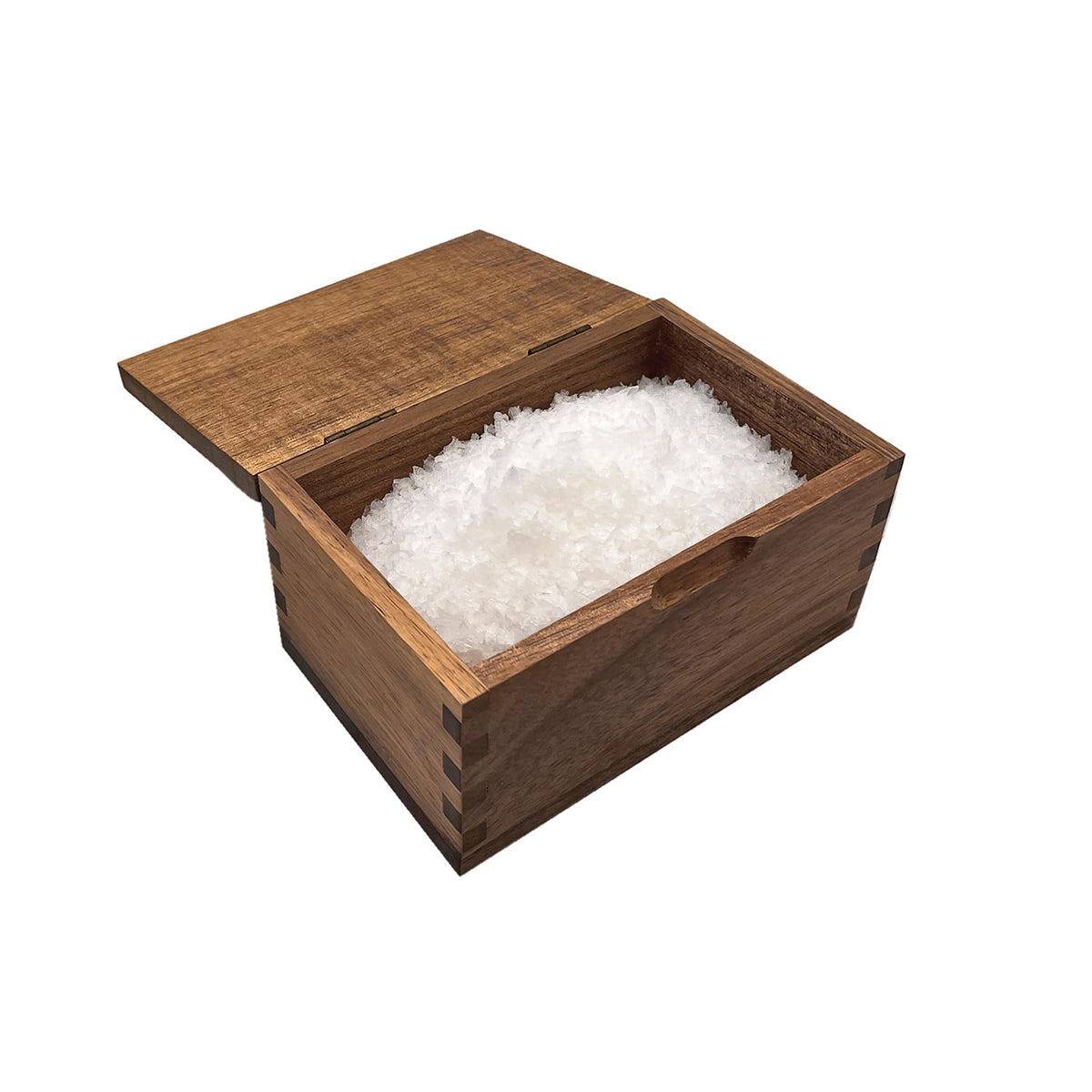 Itomoyo salero de acacia con tapa abatible para acceso rápido a la sal.