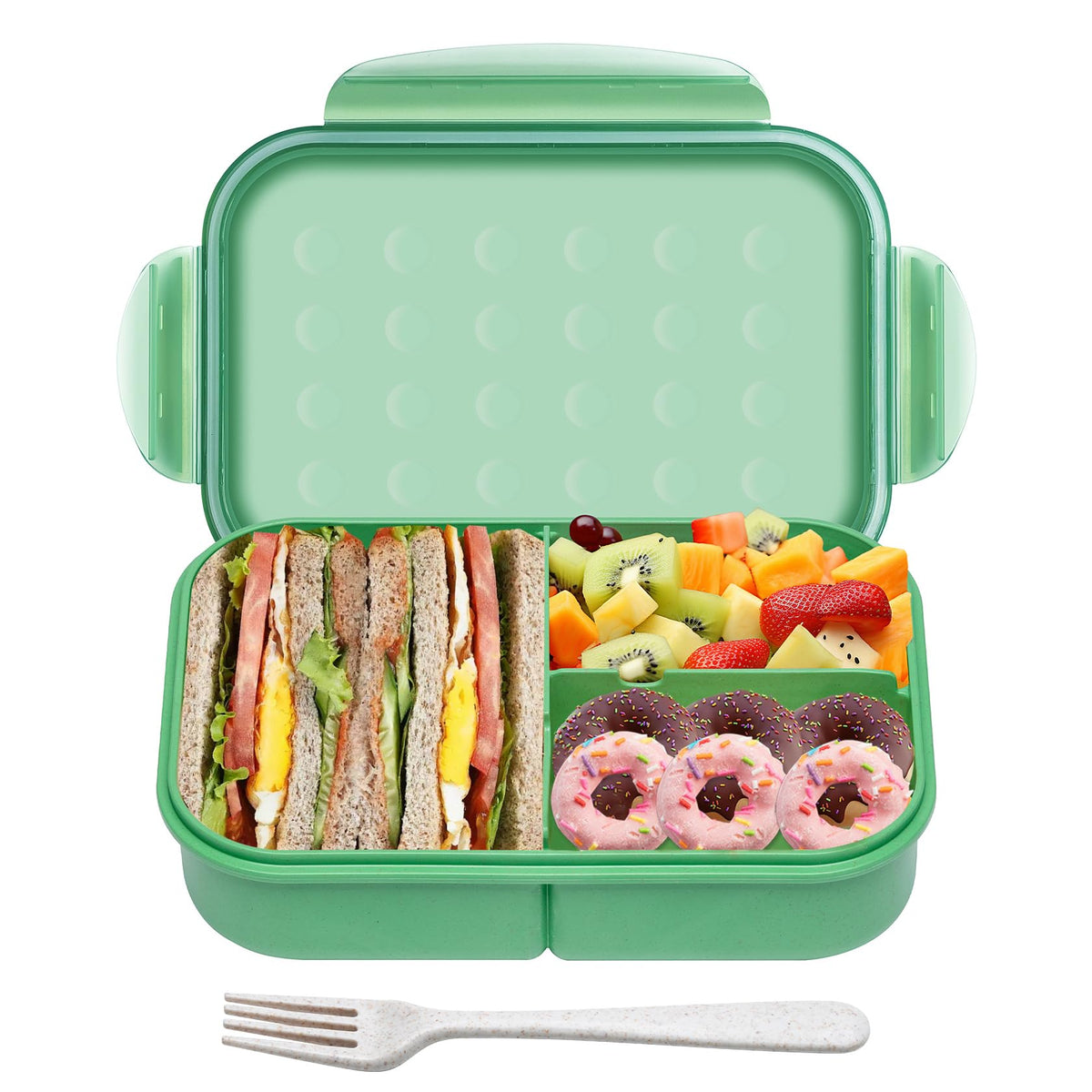 Itopor Bento con tres compartimentos para comidas equilibradas en casa, escuela o trabajo.