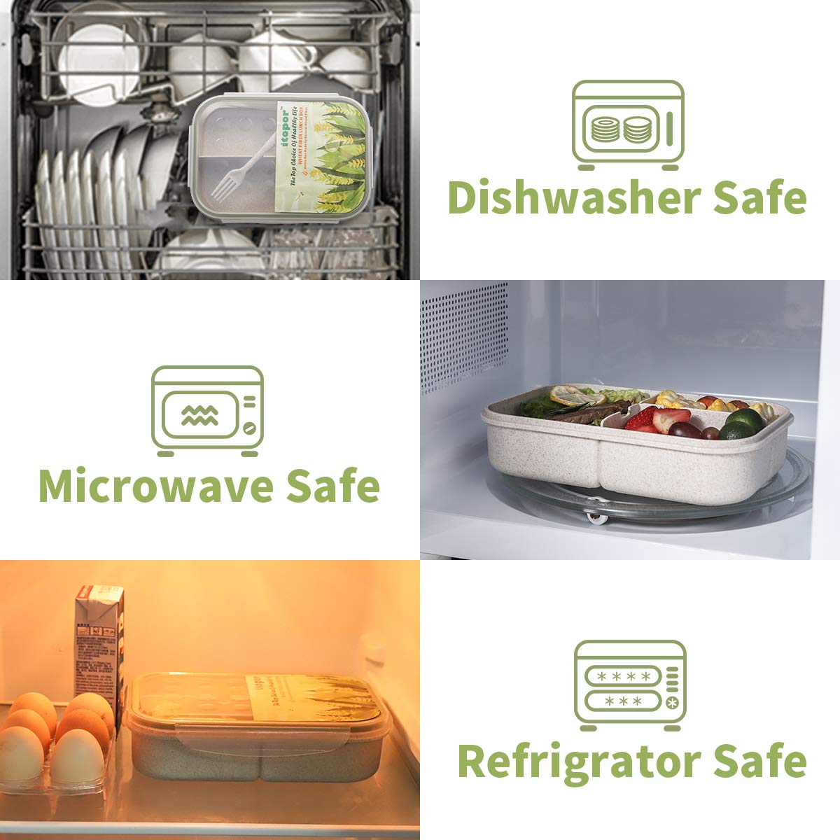 Caja bento de Itopor apta para microondas sin tapa