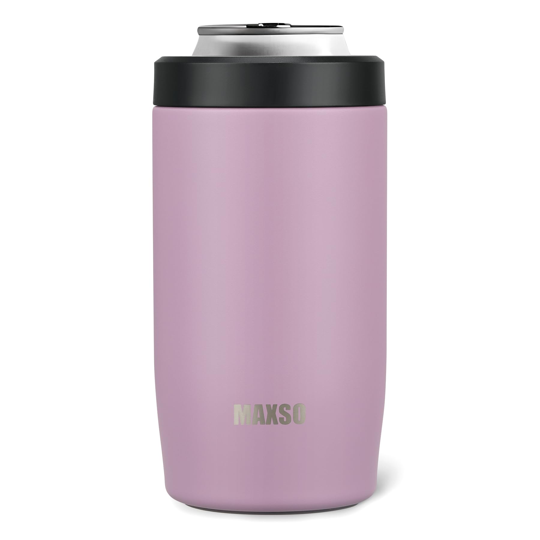 Itslife enfriador 4 en 1 para lata 12 oz violeta, cómodo de sostener al aire libre.