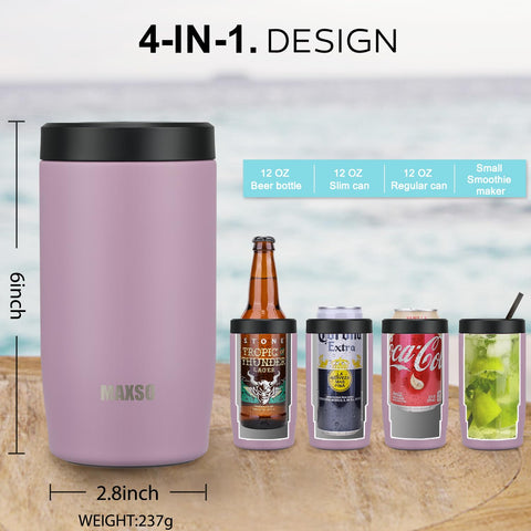 Itslife enfriador 4 en 1 para lata 12 oz violeta, sin condensación y cómodo al tacto.