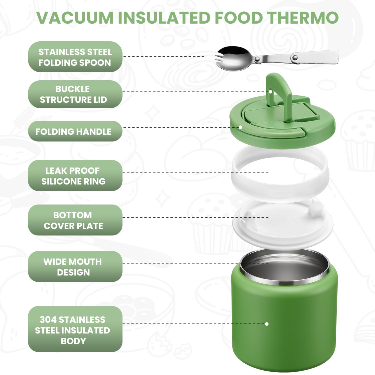 Itslife aislamiento al vacío acero 304 mantiene la temperatura de las comidas.