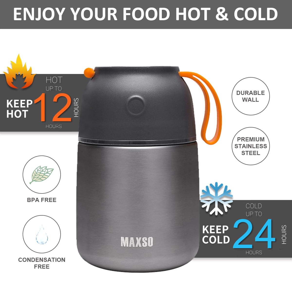 Itslife interior acero inoxidable duradero y seguro para alimentos.
