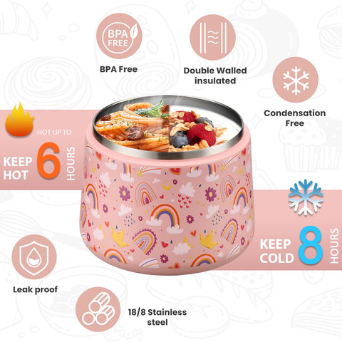 Itslife Kids Thermo arcoíris cuchara integrada facilita comer en cualquier lugar