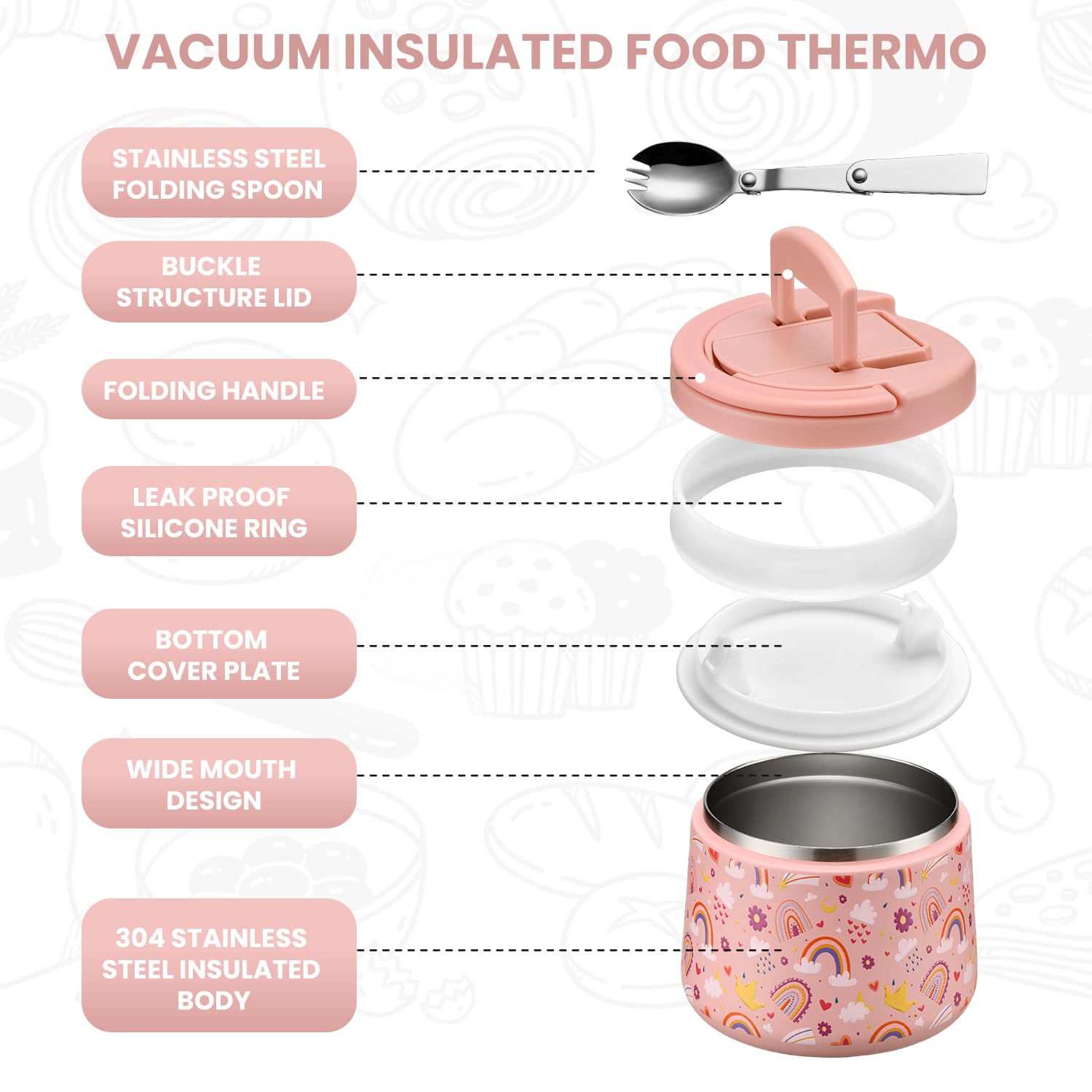Itslife Kids Thermo arcoíris doble pared mantiene la temperatura por horas