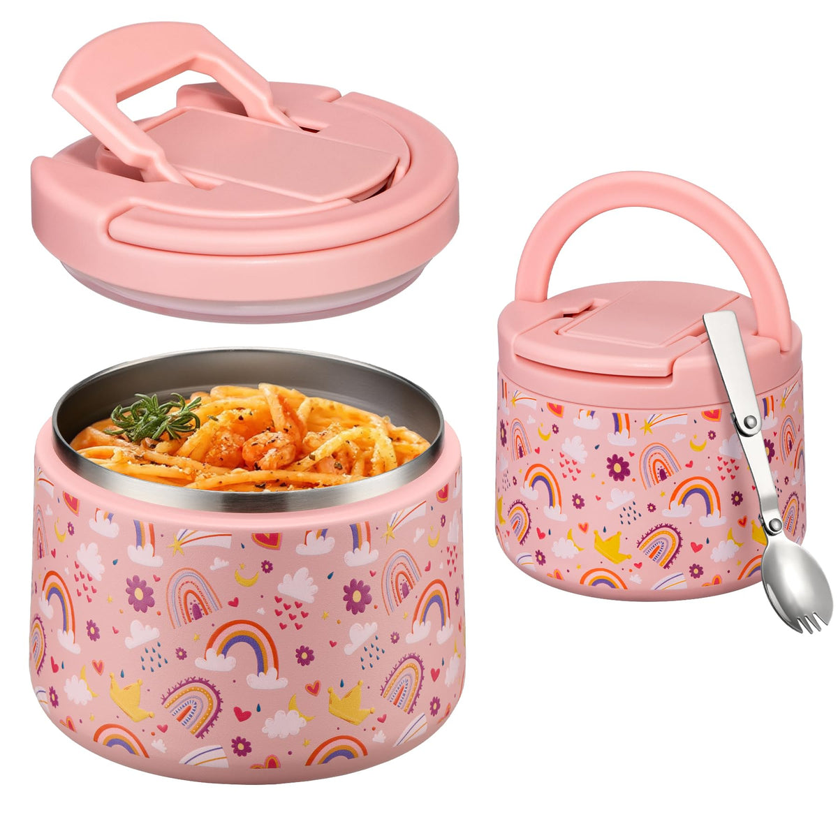 Itslife Kids Thermo arcoíris frente, mantiene caliente la comida para la jornada escolar