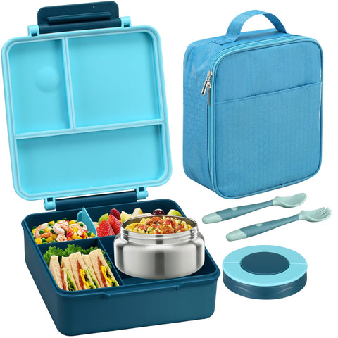 Itslife Bento para niños con lonchera azul y termo: mantiene la comida caliente por horas