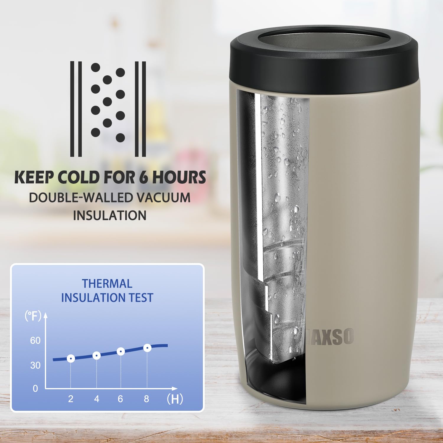 Itslife mantiene las latas frías hasta 6 horas para refrescos prolongados.