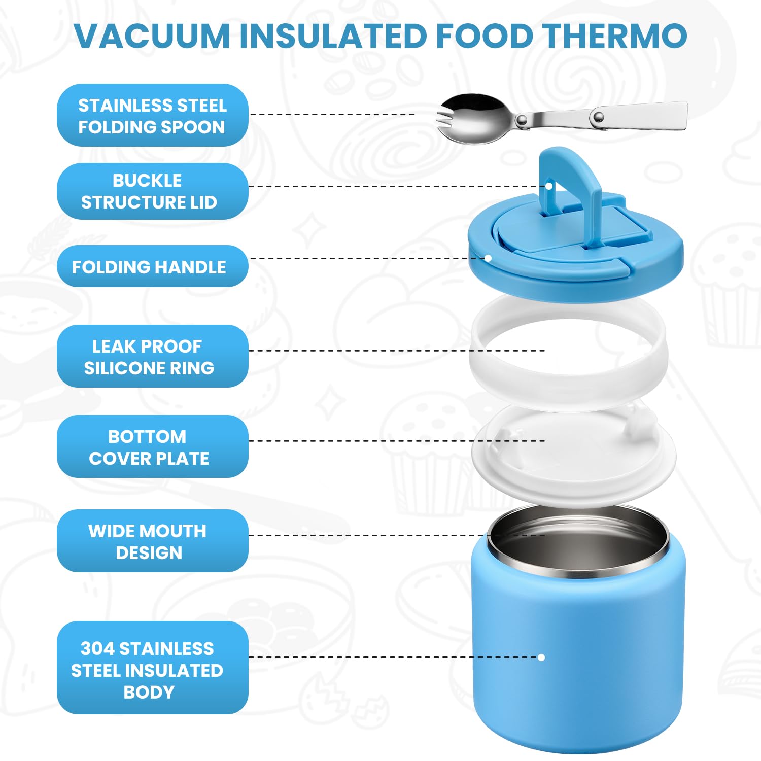 Itslife Soup Thermo acero inoxidable 304 azul ofrece durabilidad y seguridad