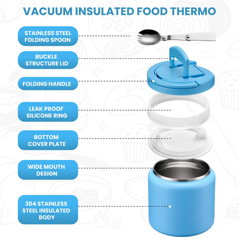Itslife Soup Thermo acero inoxidable 304 azul ofrece durabilidad y seguridad