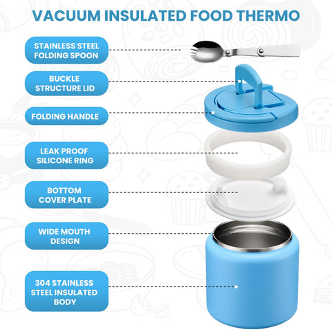 Itslife Soup Thermo aislamiento al vacío azul mantiene el calor varias horas