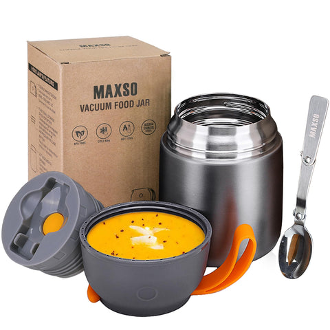 Itslife tarro termico para almuerzo gris, ideal para comida caliente durante el día