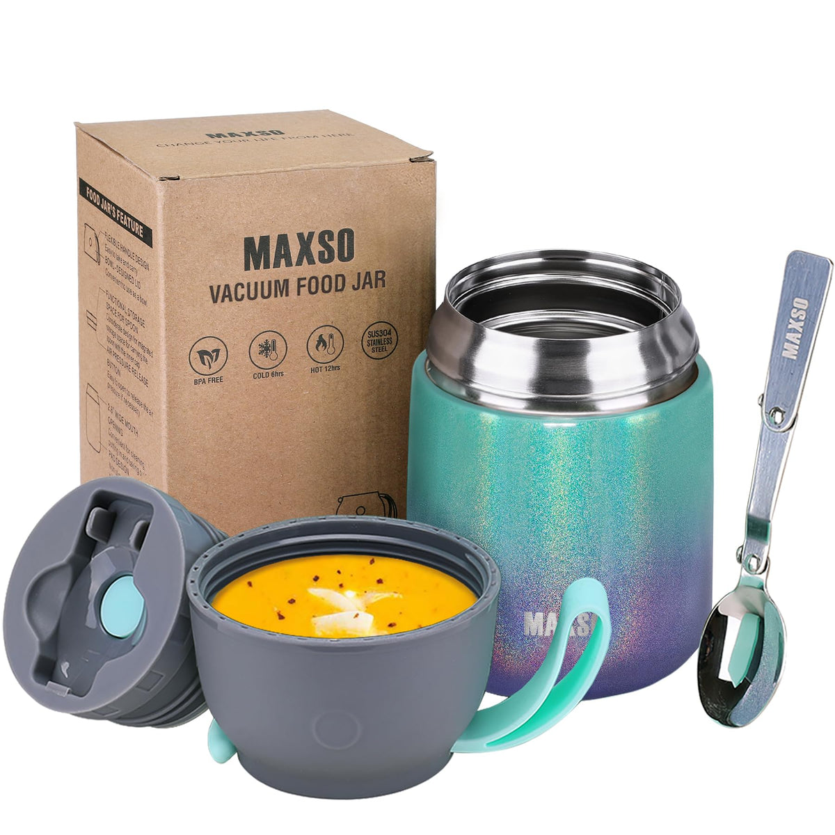 Itslife termo-alimento arcoiris: diseño colorido, ideal para meriendas y almuerzos.