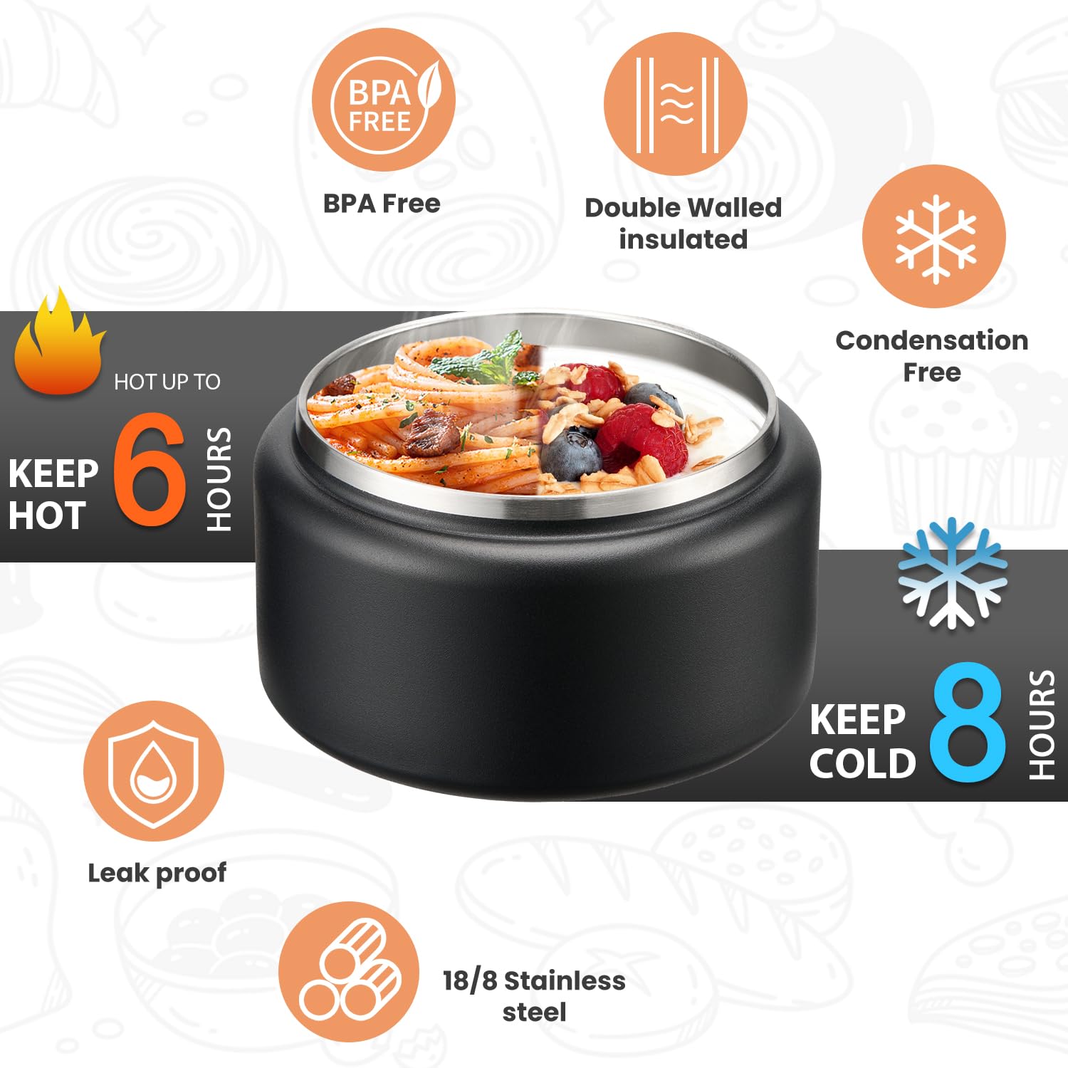 Itslife Termo con aislamiento al vacío conserva la temperatura de la comida.