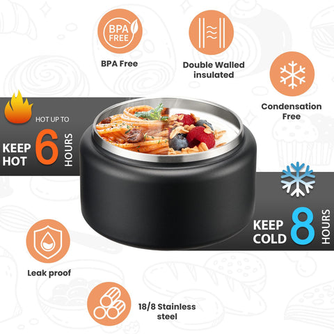 Itslife Termo con aislamiento al vacío conserva la temperatura de la comida.