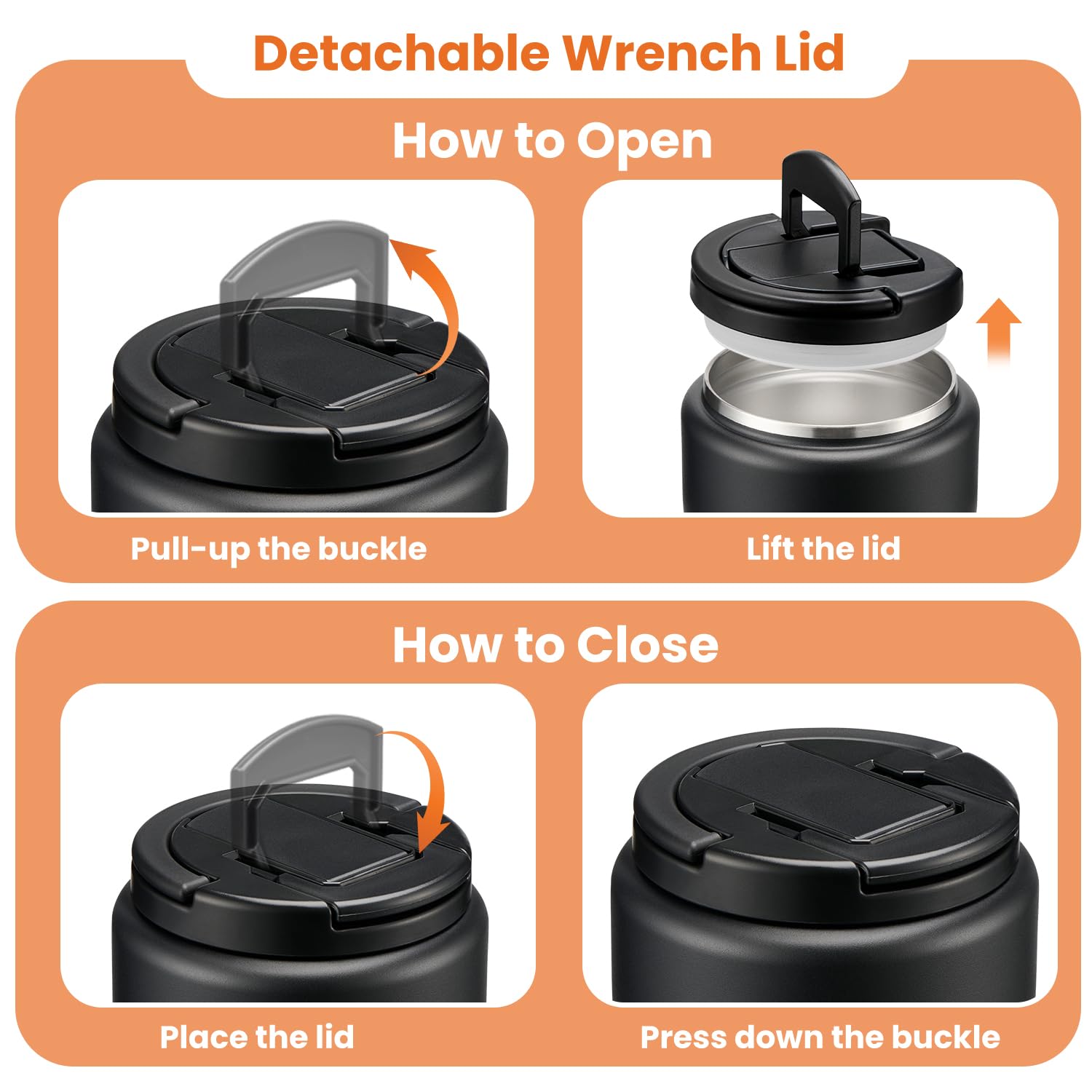 Itslife Termo con cuchara plegable integrada para almuerzos prácticos.