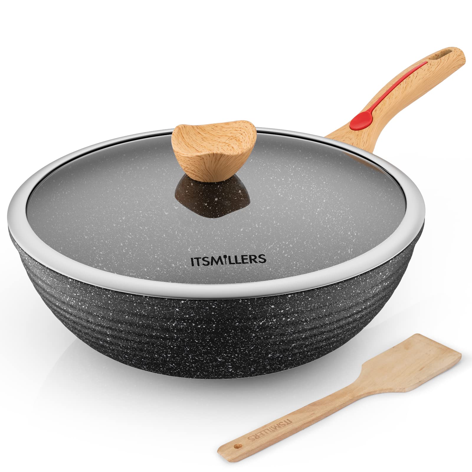ItsMillers wok antiadherente de aluminio de fundición facilita salteados sin pegar