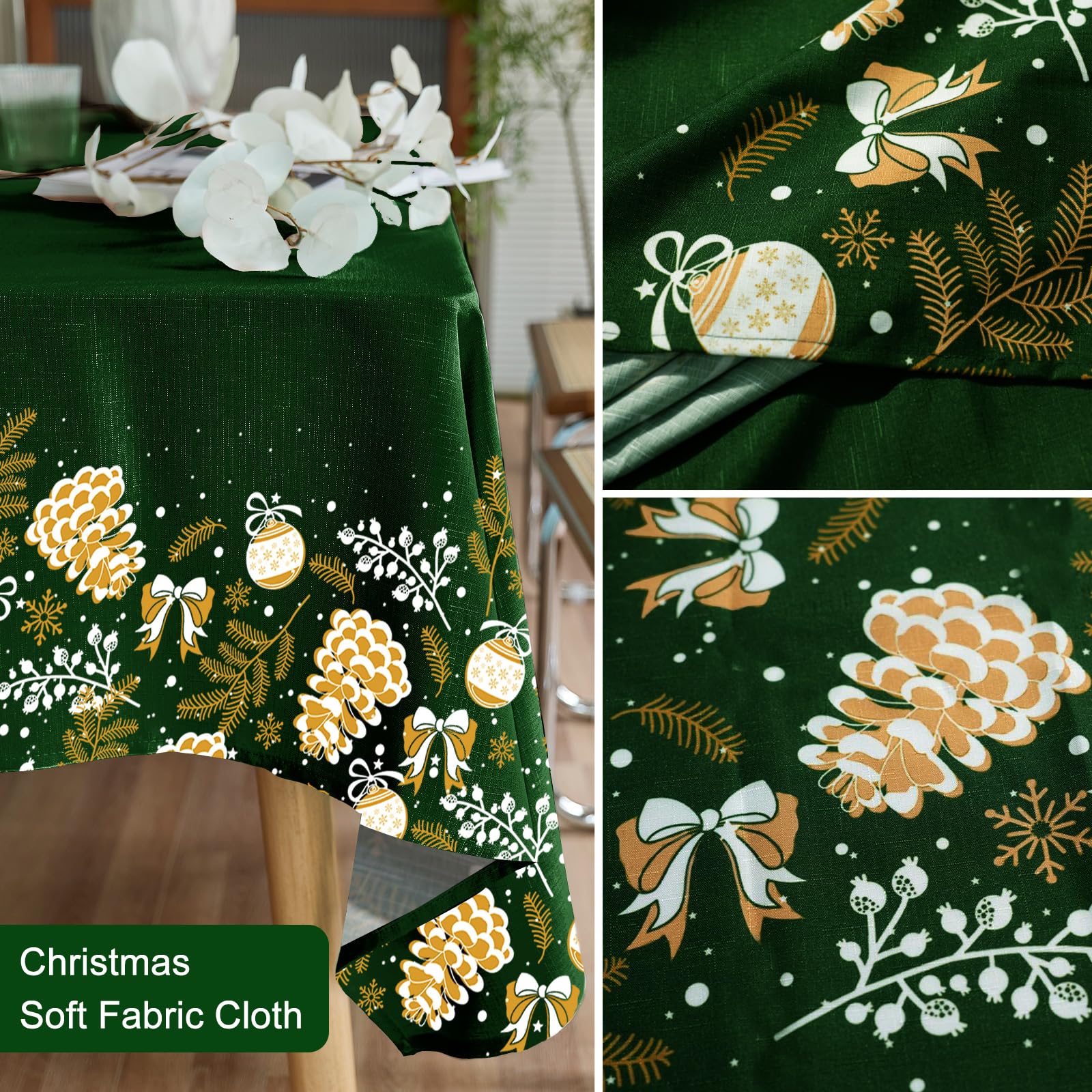 IVAPUPU mantel-ambiente-festivo-verde ideal para reuniones y cenas decorativas.