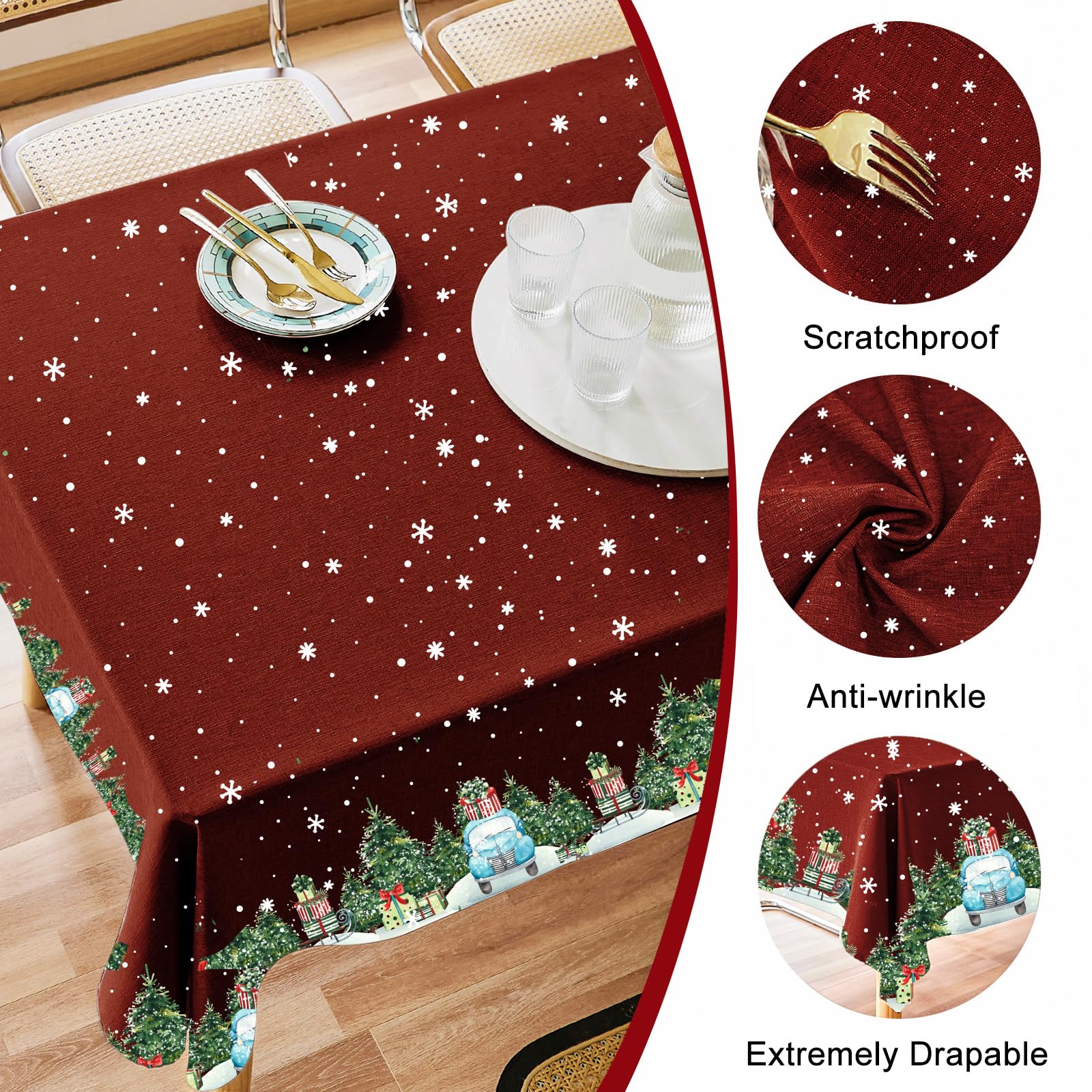 IVAPUPU mantel navideño, lavable y práctico para fiestas