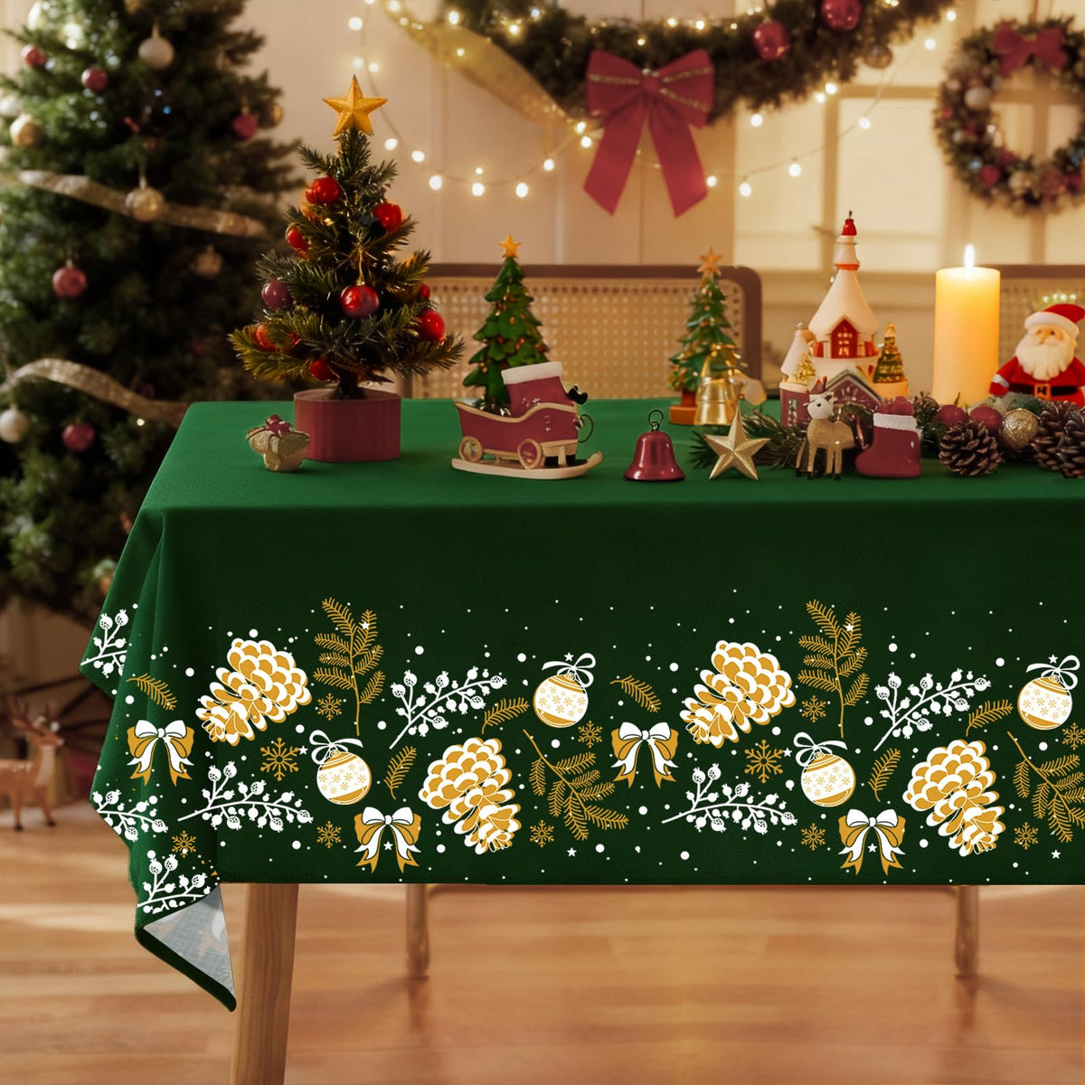 IVAPUPU mantel-navidad-rectangular-60x84 ideal para cenas festivas en familia.