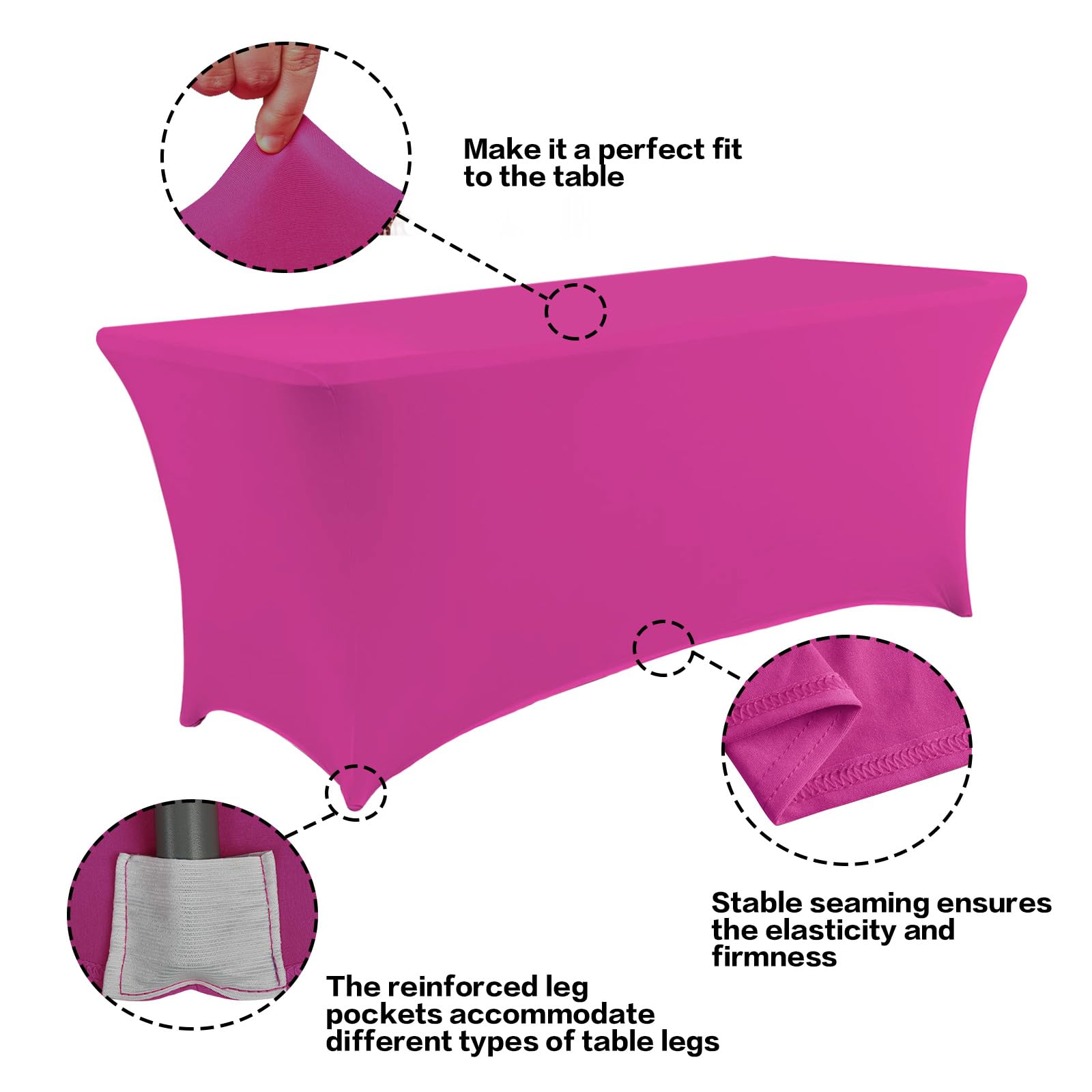 Mantel IVAPUPU spandex antiarrugas fucsia, perfecto para decorar mesas.