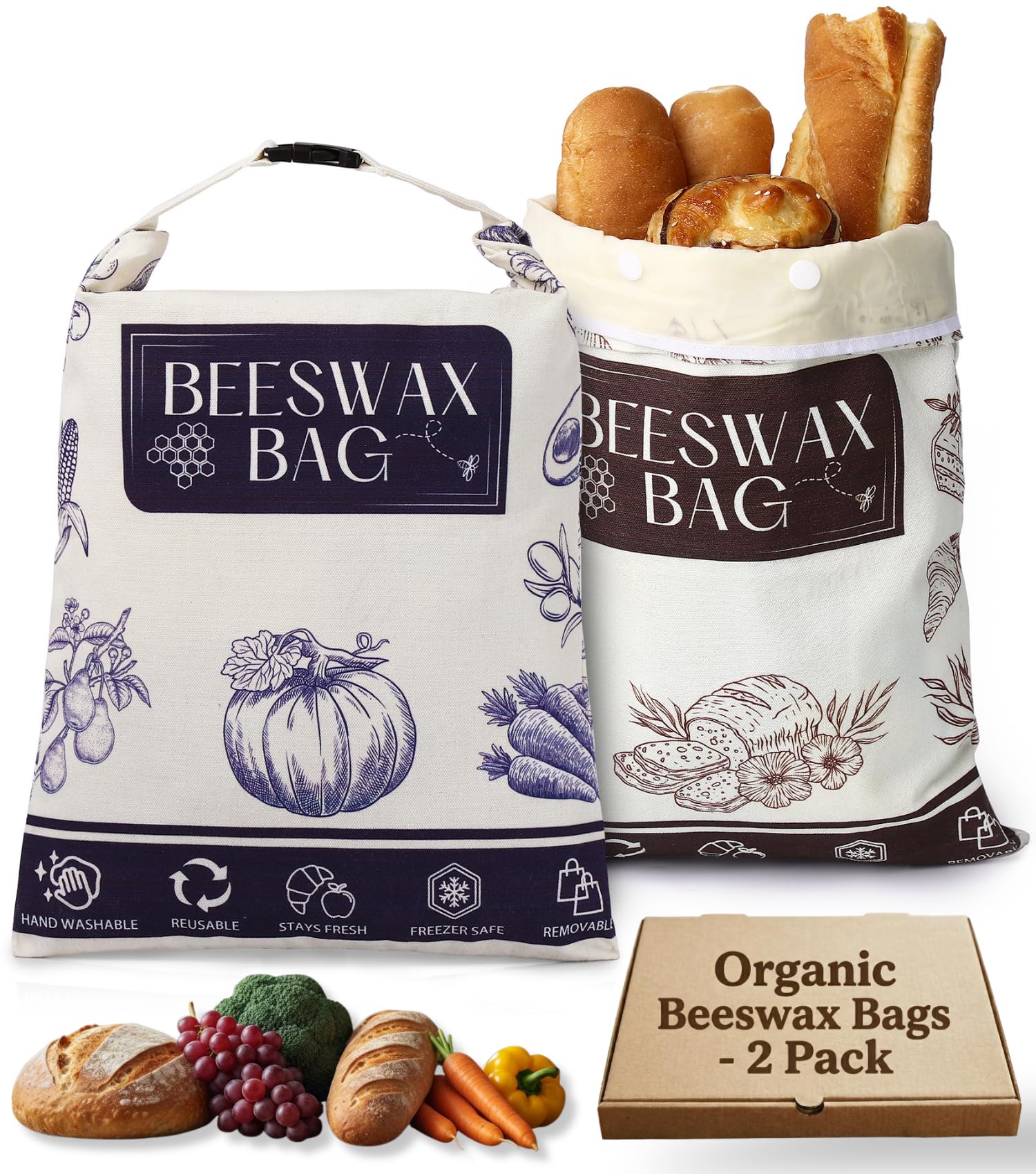 Bolsas IVARNO XL de cera de abeja para pan: frescura prolongada.