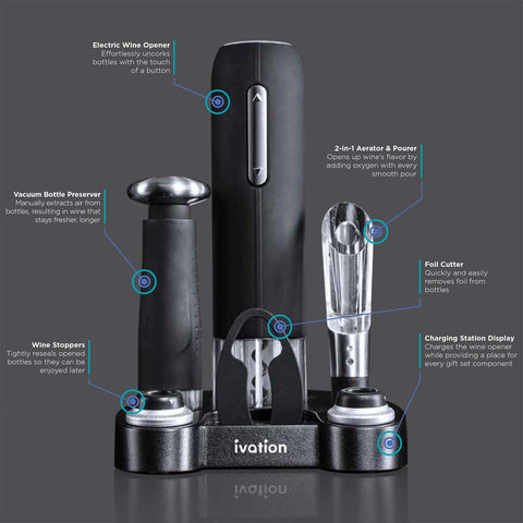 Ivation aerador realza aromas y mejora el sabor al servir vino.