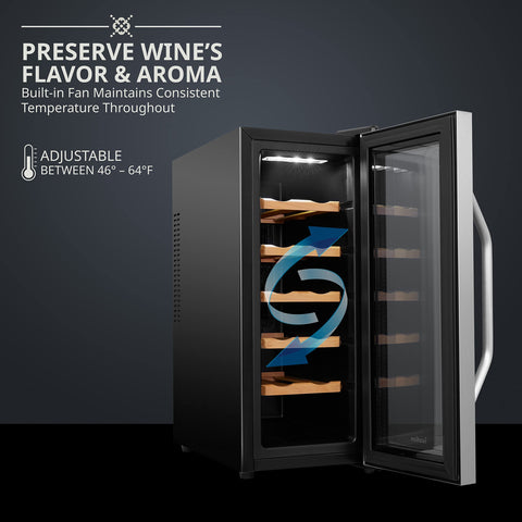 Ivation enfriador de vino, estantes de roble sostienen las botellas con organización elegante