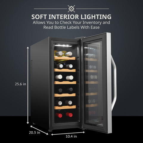 Ivation enfriador de vino, puerta de vidrio ahumado protege el contenido y cuida la estética