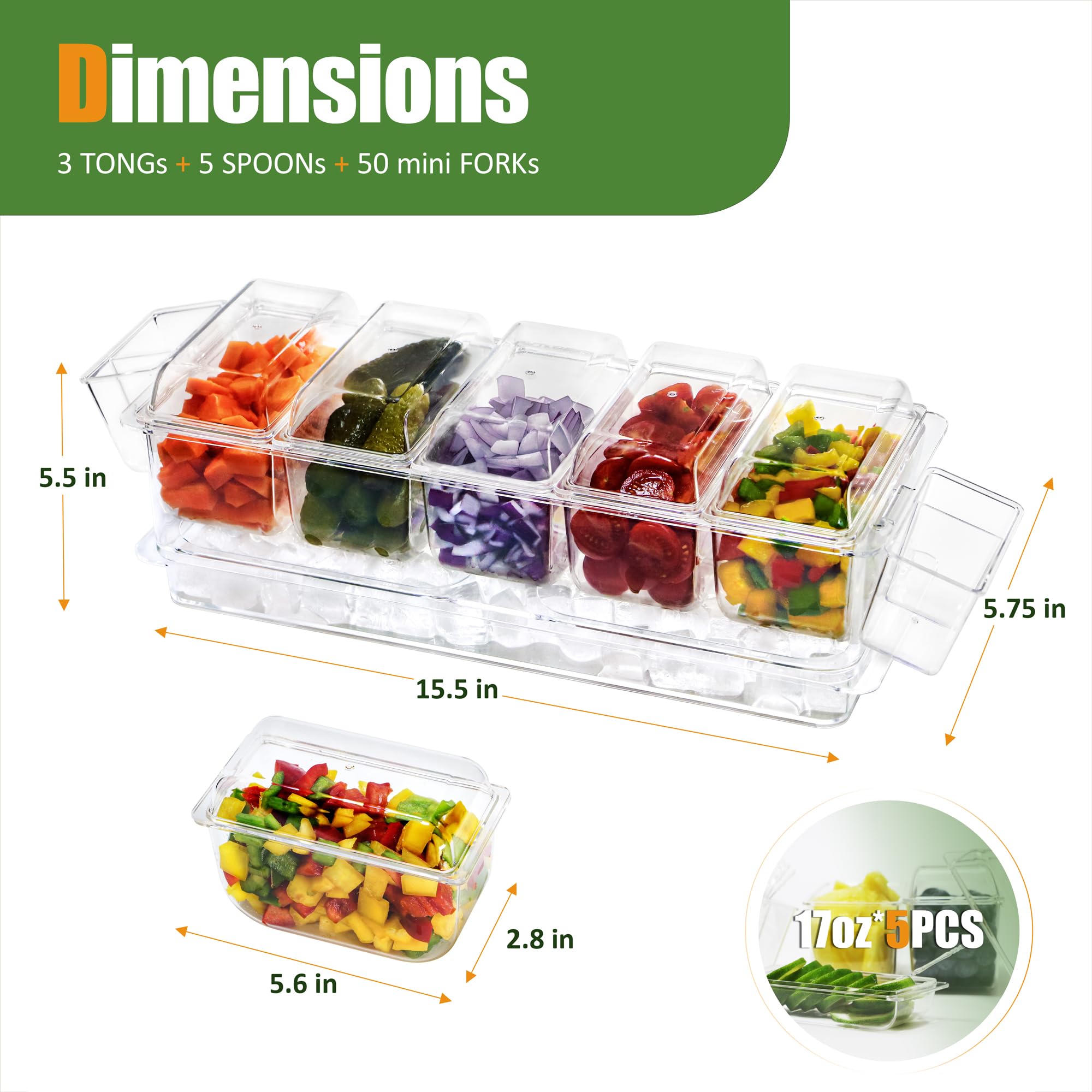 IVYHOME accesorios incluidos: 2 contenedores colgantes, pinzas, cucharas y tenedores.