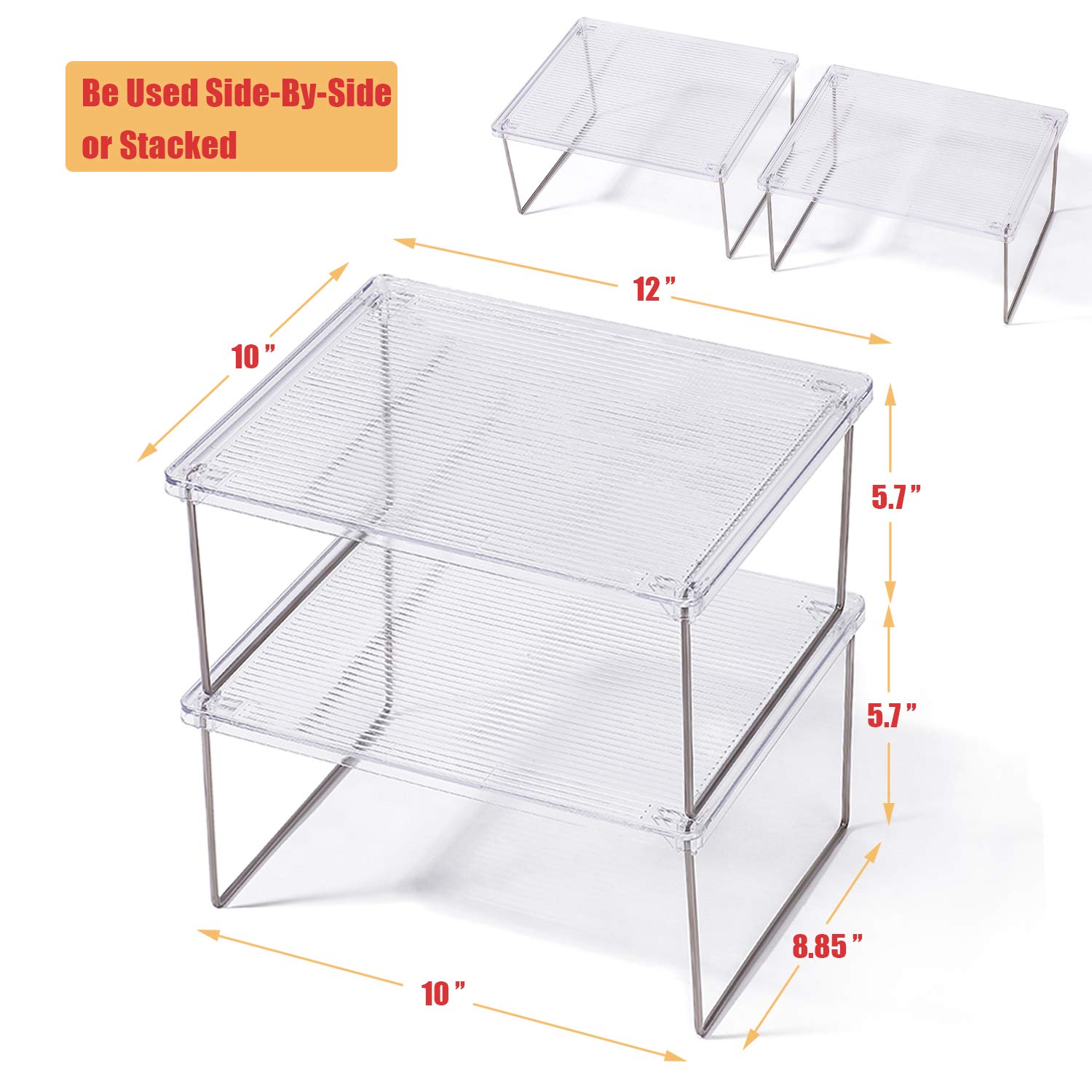 IVYHOME organizador gabinete apilable de dos niveles para ordenar la despensa.