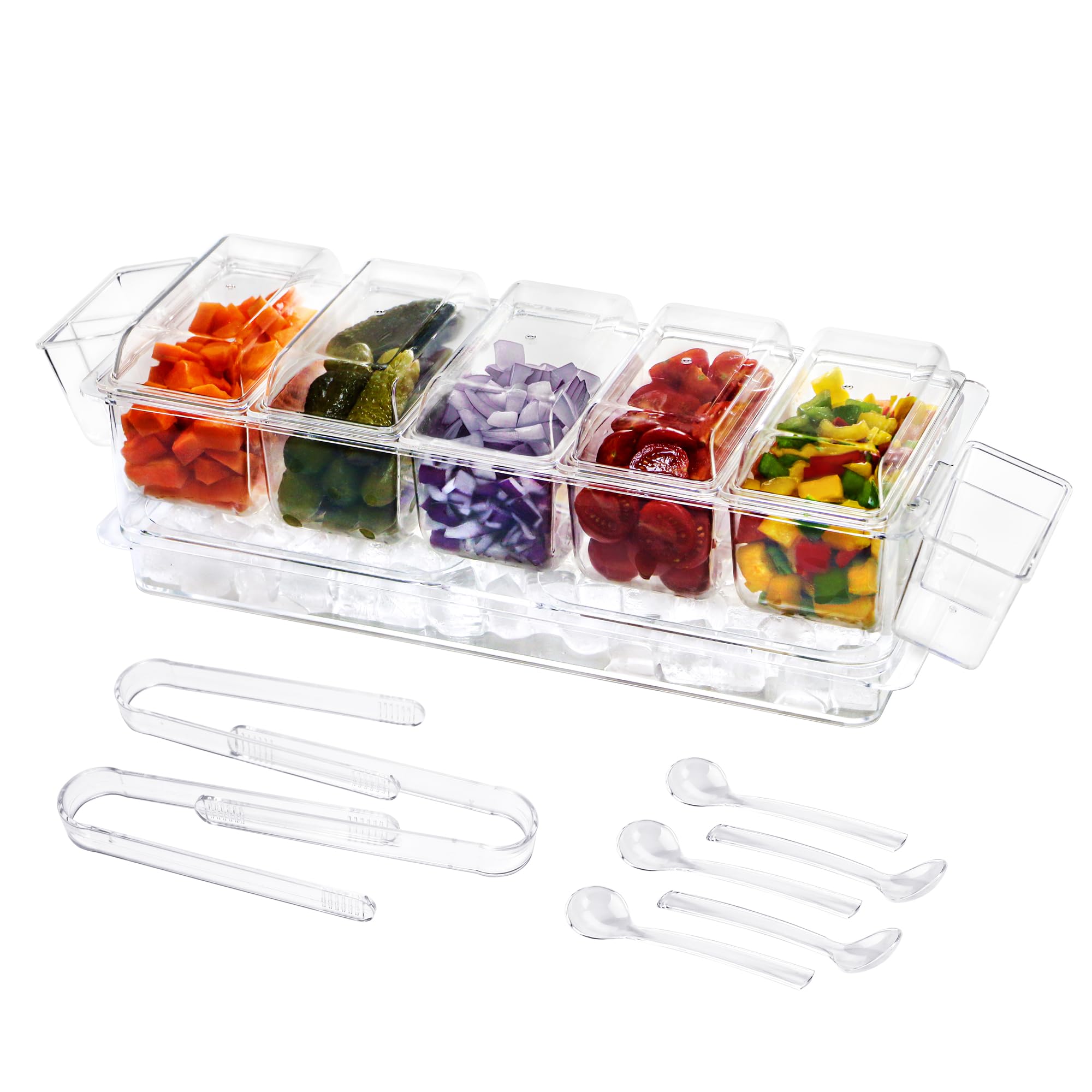 IVYHOME servidor-condimentos-refrigerado con tapa, ideal para fiestas al aire libre.