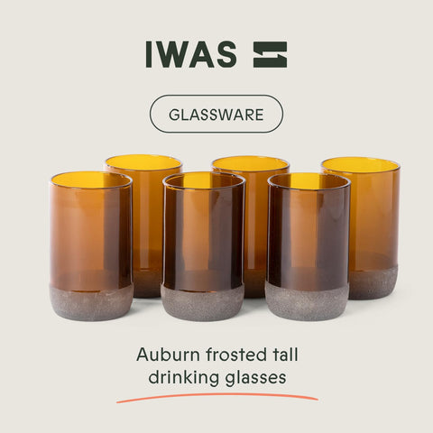 Copa IWAS de vidrio reciclado ámbar, ideal para jugos.