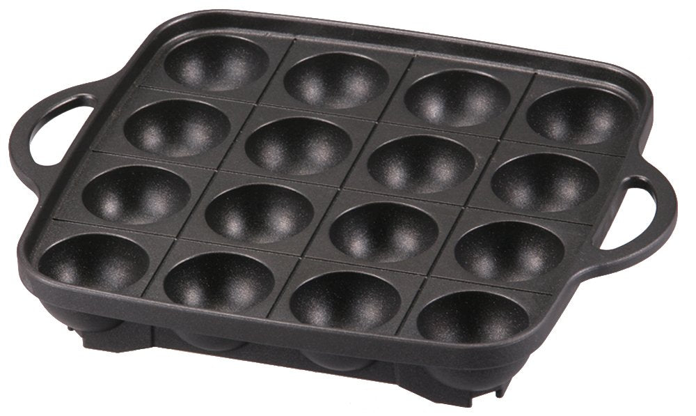 Iwatani Takoyaki Grill Pan Mediano Negro, vista general para cocción estable en estufa.