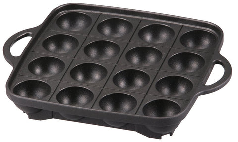 Iwatani Takoyaki Grill Pan Mediano Negro, vista general para cocción estable en estufa.