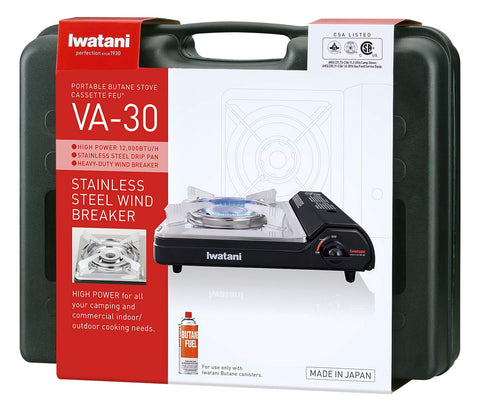 Iwatani VA-30 con quemador único proporciona calor rápido para hervir.