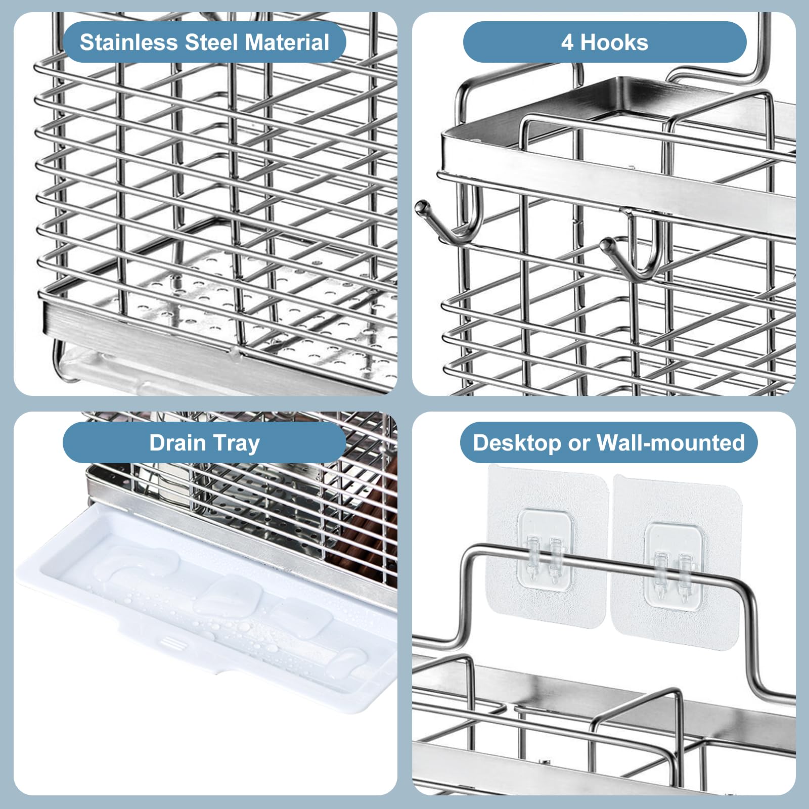 IWNTWY bandeja-drenaje-utensilios facilita secar cubiertos con ventilación adecuada.