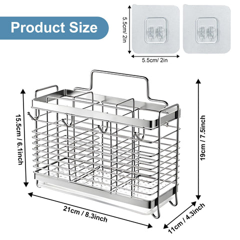 IWNTWY organizador-utensilios de acero inoxidable para encimera limpia y ordenada.