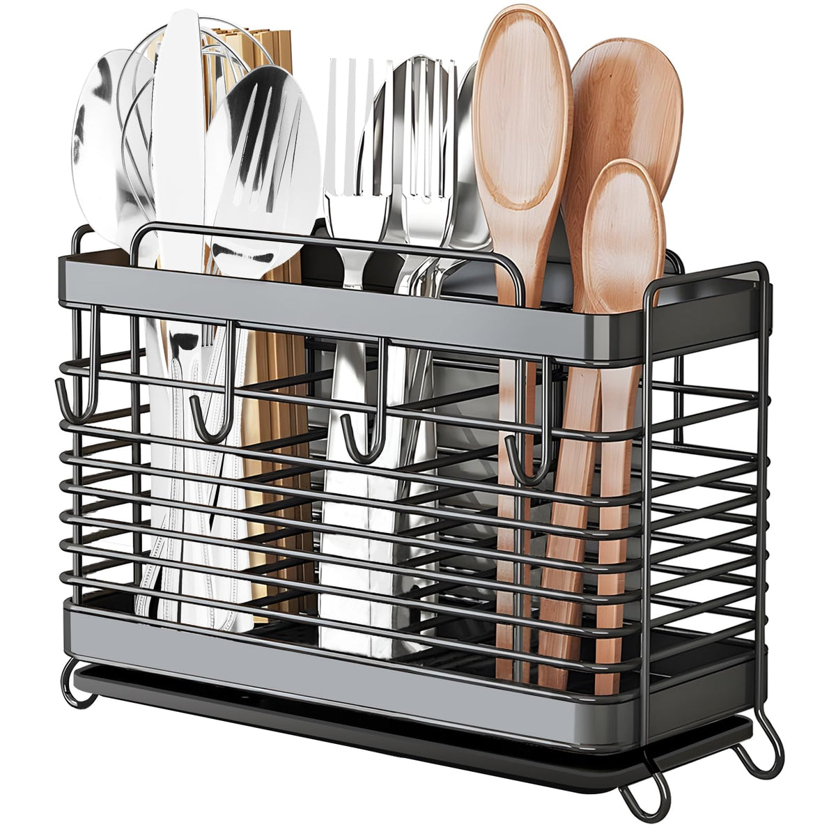 IWNTWY porta utensilios en acero inoxidable para organizar cubiertos.
