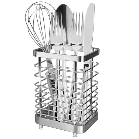 IWNTWY porta-utensilios de acero inoxidable para secar y organizar cubiertos.
